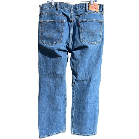 Levis 501 38 x 30 Blue Denim Medium Wash Mens Jeans Button Fly Western Straight - Picture 3 of 16